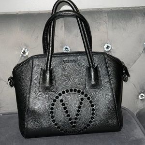 Valentino by Mario Valentino genuine leather studded bag with belt